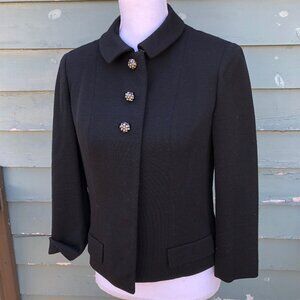 Vintage Blazer The Higbee Company Black double knit jacket Rhinestone buttons